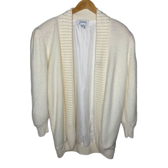 Vintage Jubiana Stylist angora open front cardigan pearl beaded medium - Picture 1 of 10